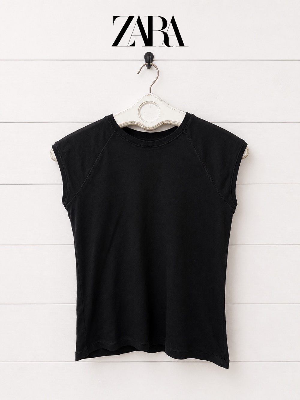 ZARA BLACK CAP SLEEVE TANK TOP SIZE L